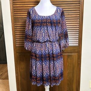by & by Cute 3/4 Sleeve Aztec Pattern Dress Size L